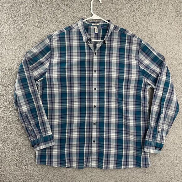 Artefact Shirt Men XL Teal Purple Plaid Casual Regular Fit LS‎ Button Down - Picture 1 of 10